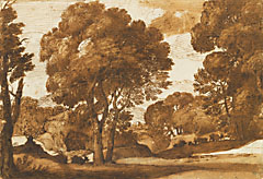 <i>Paysage pastoral avec des grands arbres</i>